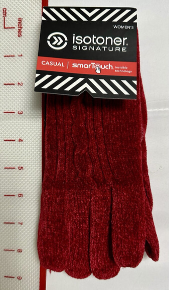 Isotoner Women's Cable Knit Gloves w/Touchscreen Palm Patches Really Red NEW - Picture 1 of 5